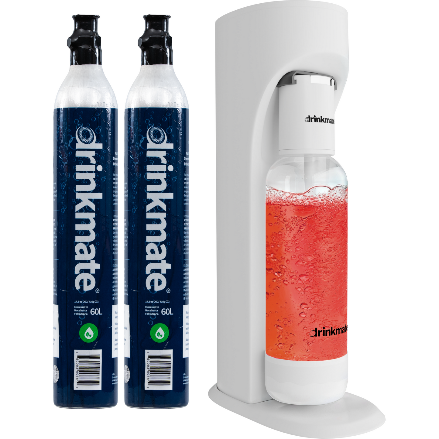 Drinkmate OmniFizz Sprudelwasser- und Sodabereiter, sprudelt jedes Getränk, mit zwei 425g CO2-Flaschen