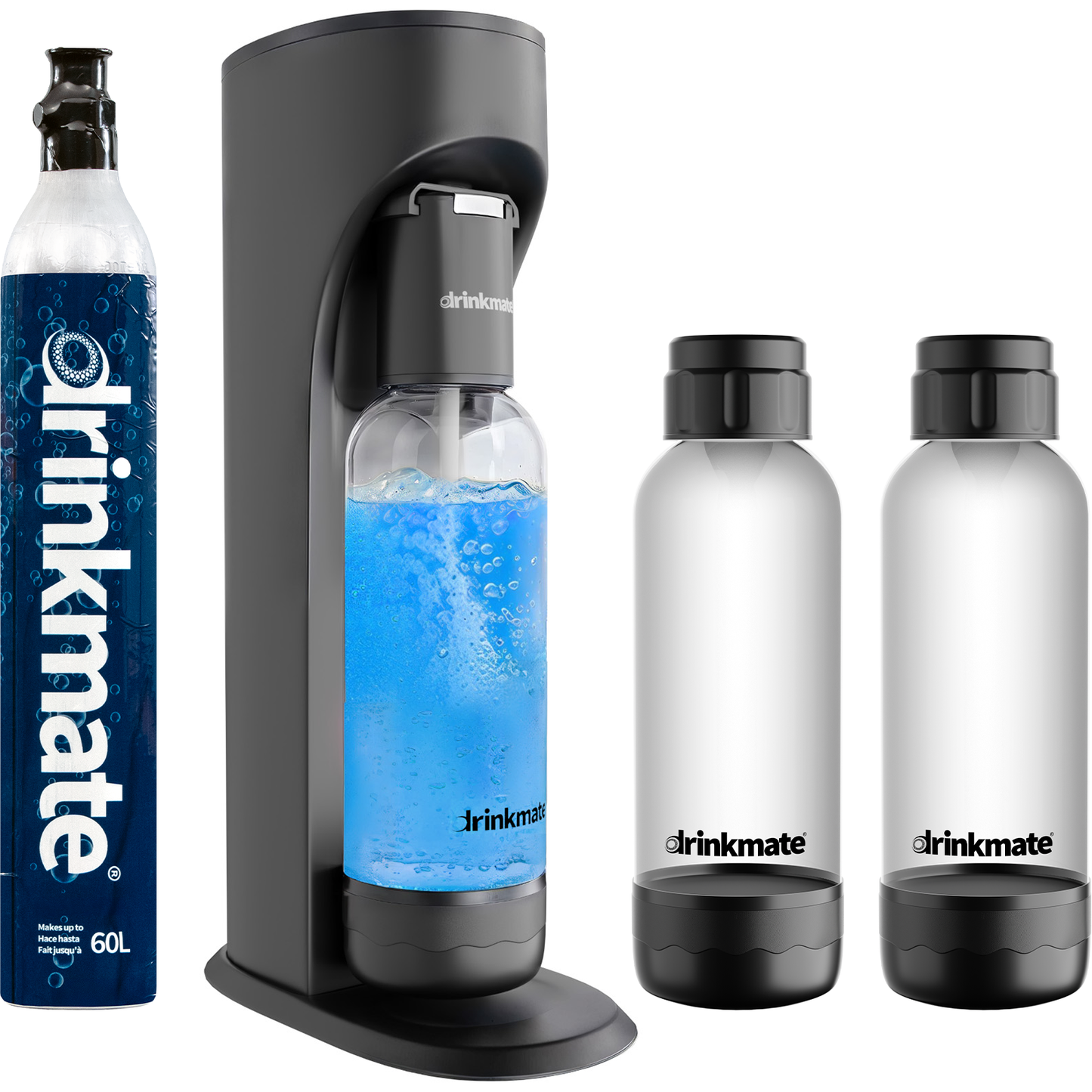 Drinkmate OmniFizz Sprudelwasser- und Sodabereiter, sprudelt jedes Getränk, mit Zwei 1-Liter-Flaschen und Ein 425g CO2-Flaschen (Corp Life Bundle)