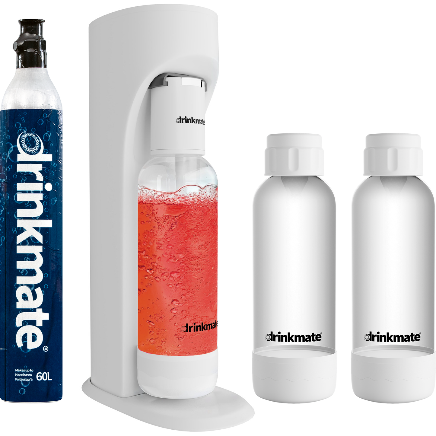 Drinkmate OmniFizz Sprudelwasser- und Sodabereiter, sprudelt jedes Getränk, mit Zwei 1-Liter-Flaschen und Ein 425g CO2-Flaschen (Corp Life Bundle)