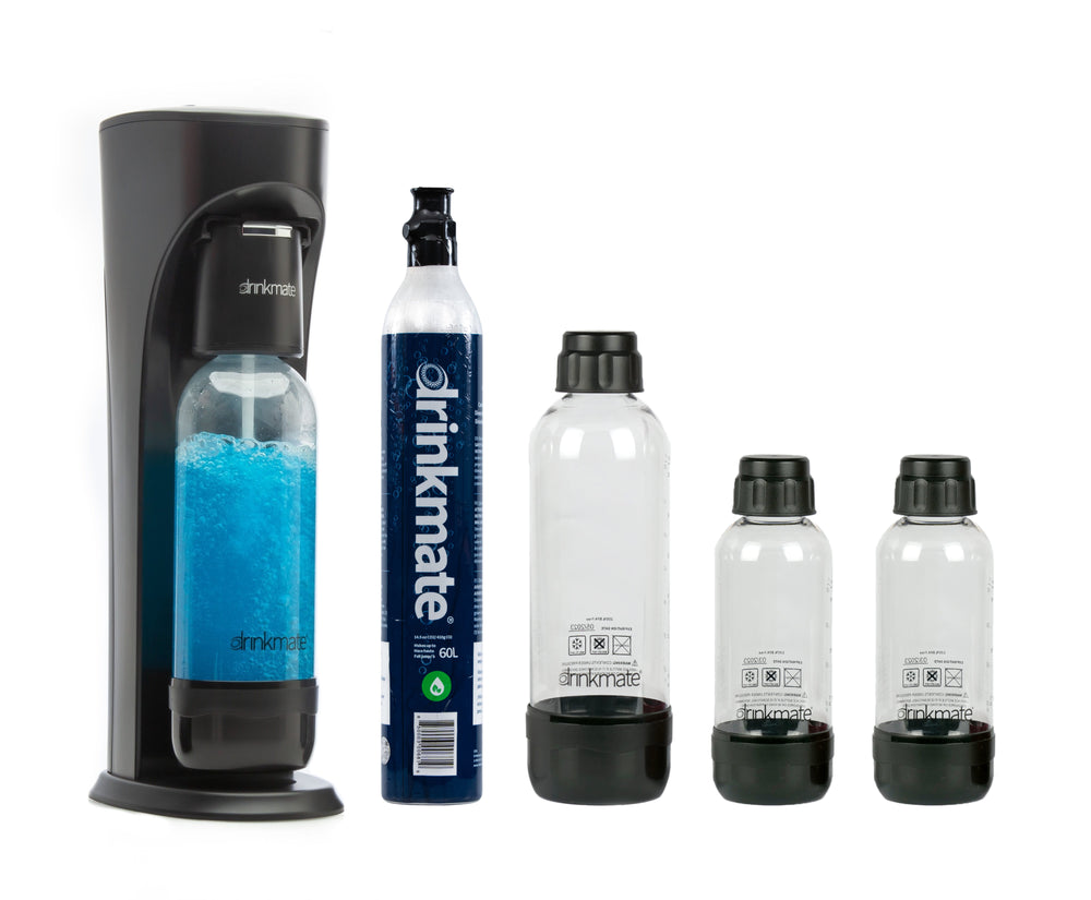 Drinkmate OmniFizz, kohlensäurehaltig für jedes Kaltgetränk! Inklusive 60-Liter-Zylinder und zusätzlichen Flaschen